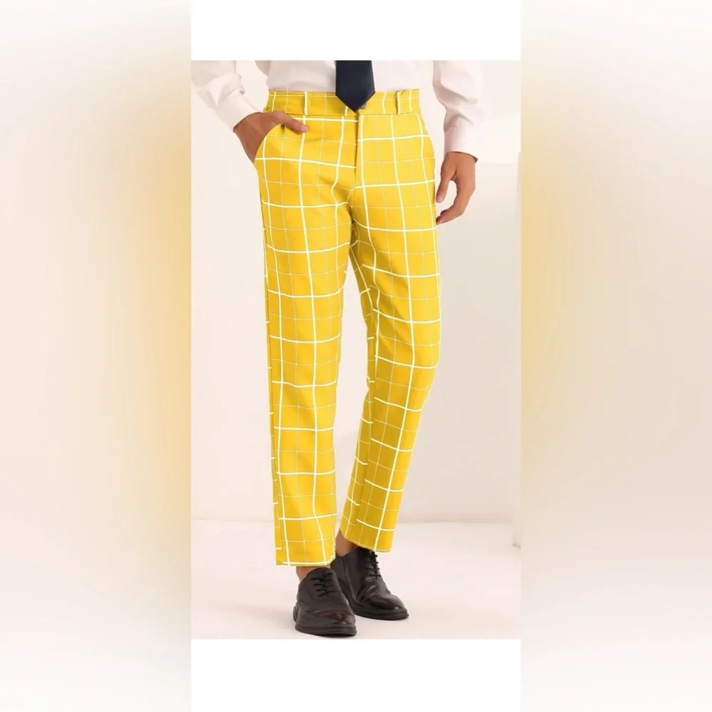 Lars‎ Amadeus Men's Plaid Cropped Ankle Length Business Golf Trousers Sz 36 - Picture 3 of 15